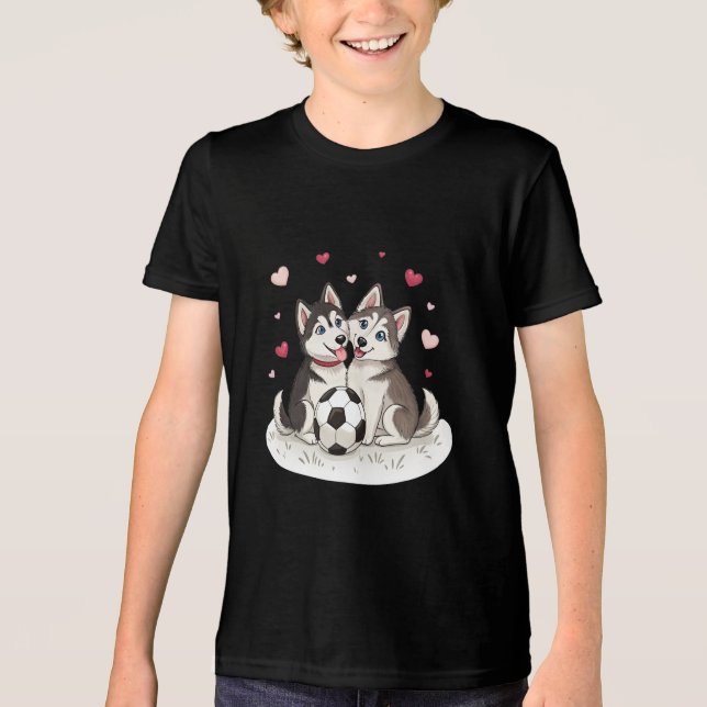 T-shirt En Tri-matière Husky Siberiano with soccer ball (Recto)