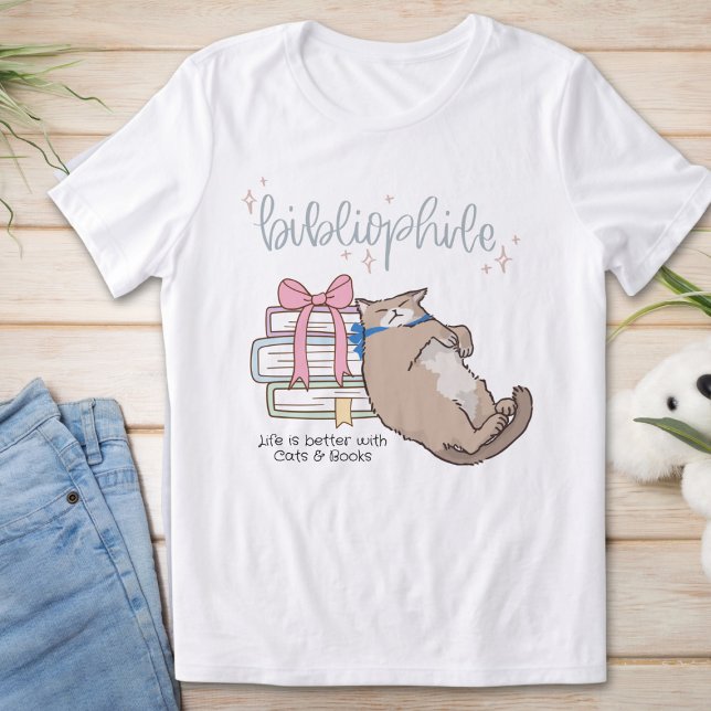 T-shirt En Tri-matière I Love Cats and Books, Funny Bibliophile (Zazzle I Love Cats and Books, Funny Bibliophile Tri-Blend Shirt)