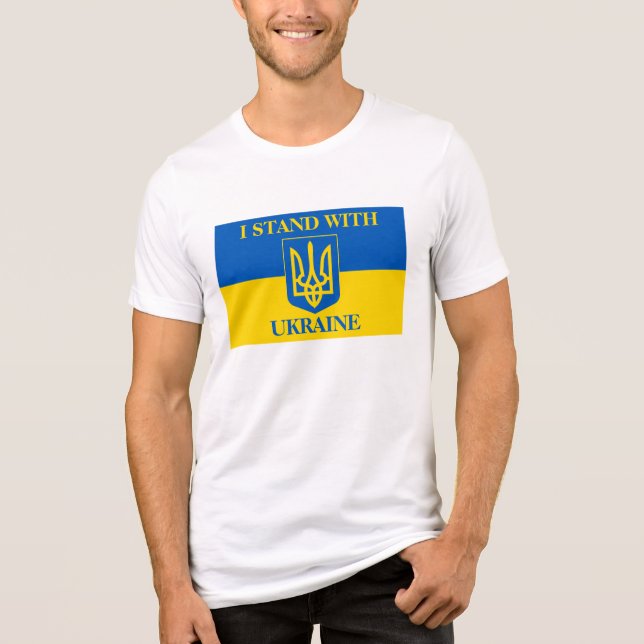 T-shirt En Tri-matière I Stand With Ukraine & Ukrainian Flag & Trident (Recto)