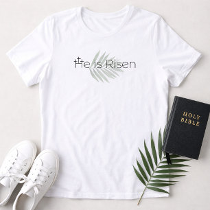 T-shirt En Tri-matière Il Est Ressuscité Minimaliste 3 Croix Feuille de P