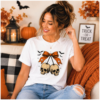T-shirt En Tri-matière Illustration de crâne à nœud papillon pour Hallowe