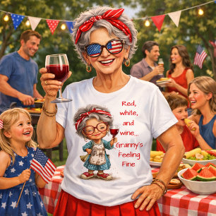 T-shirt En Tri-matière Illustration de grand-mère patriotique buvant du v