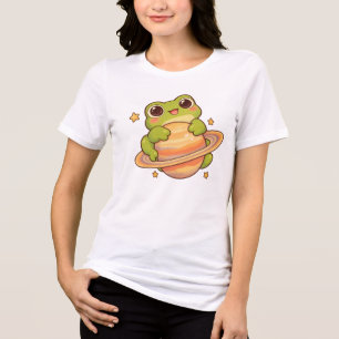 T-shirt En Tri-matière Illustration de grenouille Kawaii mignonne Saturne