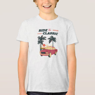 T-shirt En Tri-matière Illustration de plage voiture classique rétro
