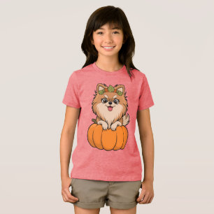 T-shirt En Tri-matière Illustration du Citrouille Automne Cute Pomeranian