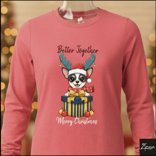 T-shirt En Tri-matière Illustration graphique de Chihuahua de Noël avec é