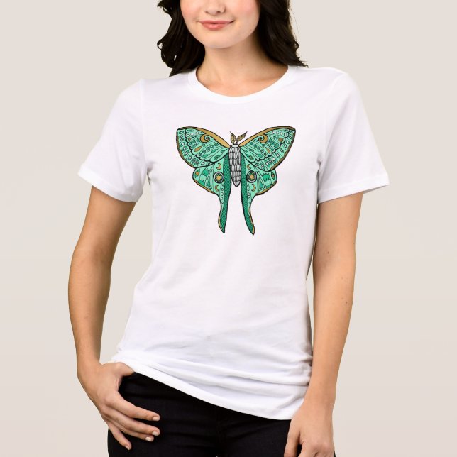 T-shirt En Tri-matière Illustration Luna Moth - Vert et Or (Recto)