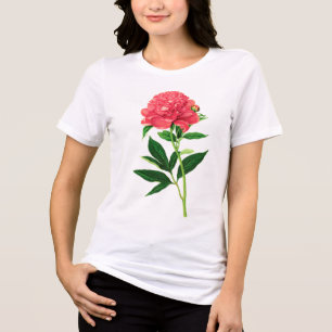 T-shirt En Tri-matière Impression Botanique vintage, Peine rose corail