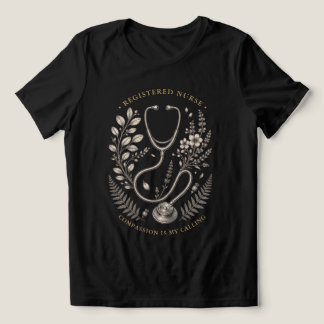 T-shirt En Tri-matière Infirmière diplômée Stéthoscope botanique vintage