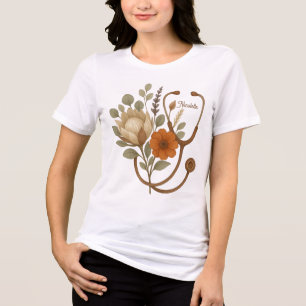 T-shirt En Tri-matière Infirmière personnalisée Boho Floral Stethoscope
