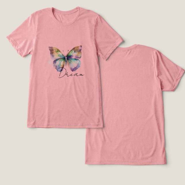 T-shirt En Tri-matière Inspirational Mint Aqua Blue Dream Butterfly (Design Recto & Verso)