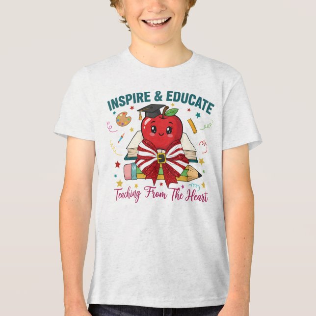 T-shirt En Tri-matière "Inspire & Educate Teacher T-Shirt – Cute Apple (Recto)