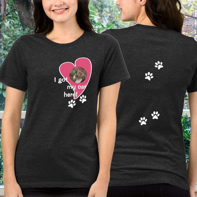 T-shirt En Tri-matière J'ai mon chat ici ! Photo personnalisée - foncé (A very special way to express the love you have for your cat(s)!)