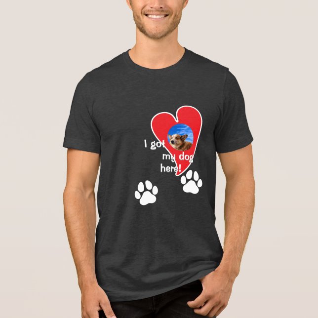 T-shirt En Tri-matière J'ai mon chien ici ! Photo personnalisée - foncé (Recto)