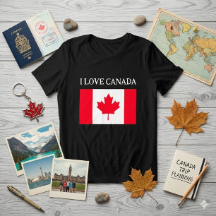 T-shirt En Tri-matière J'aime le Canada. Drapeau canadien. 