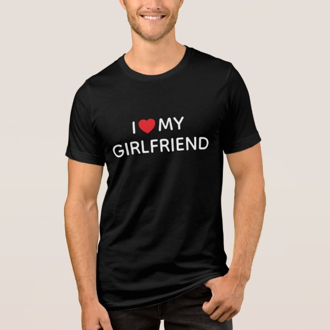 T-SHIRT  EN TRI-MATIÈRE JE COEUR MA PETITE AMIE EN NOIR (Recto)