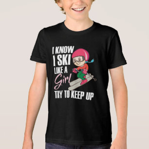 T-shirt En Tri-matière Je Skie Comme Une Fille Essaie De Garder L'Humour 
