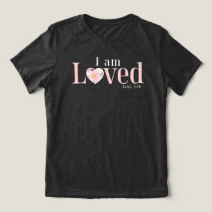 T-shirt En Tri-matière Jean 3:16 Je suis aimé Cœur floral chrétien