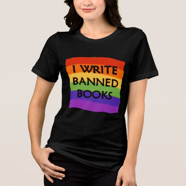 T-shirt En Tri-matière J'écris des livres interdits Arc-en-ciel (Recto)