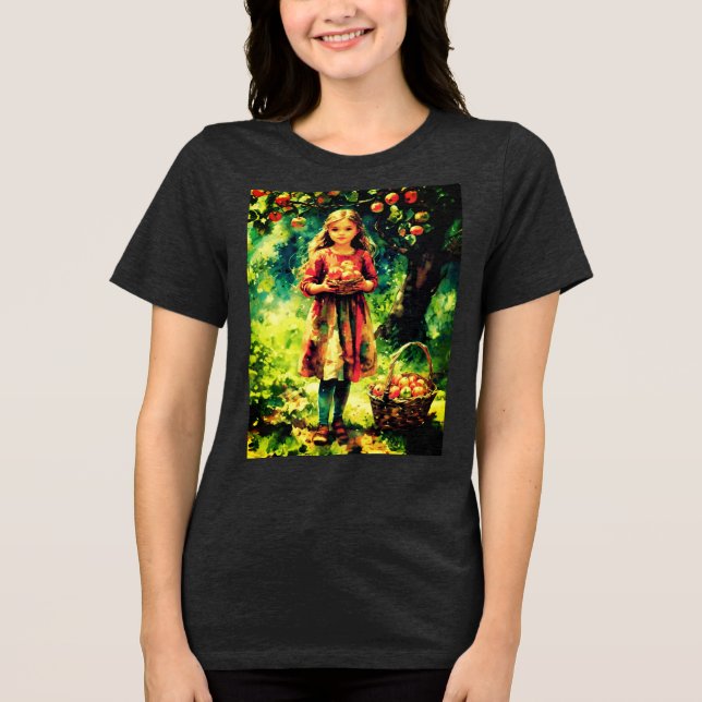 T-shirt En Tri-matière Jeune fille dans un Apple Orchard (Recto)