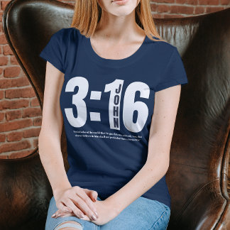 T-shirt En Tri-matière John 3:16 Solid Navy verset de la Bible chrétienne