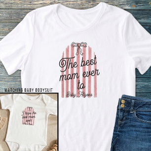 T-shirt En Tri-matière Joli Arc Rose Et Blanc Meilleure Maman Bébé Nom