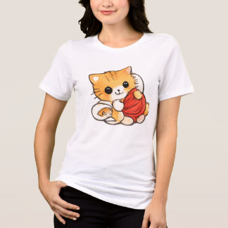 T-shirt En Tri-matière Joli Chaton avec Fil
