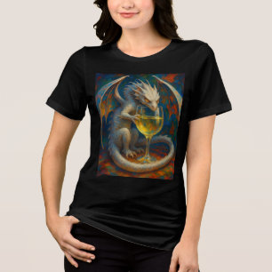 T-shirt En Tri-matière Joli Dragon d'Ivoire & Fantaisie Art Vin Blanc