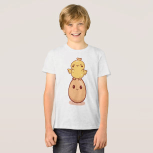 T-shirt En Tri-matière Joli poussin debout sur un œuf souriant