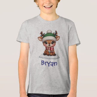 T-shirt En Tri-matière Joli Renne Avec Un Bonnet Vert Hiver
