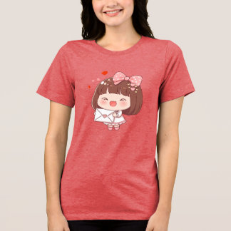 T-shirt En Tri-matière Jolie Fille Avec Lettre D'Amour