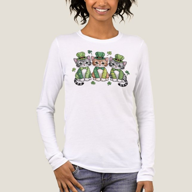 T-shirt En Tri-matière Jolis chatons de la Saint-Patrick-47474 (Recto)