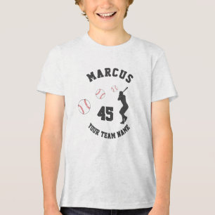 T-shirt En Tri-matière Joueur de balle de base-ball Silhouette Nom d'équi