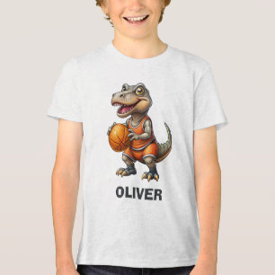 T-shirt En Tri-matière Joueur de Basket-ball Dinosaure Mignon