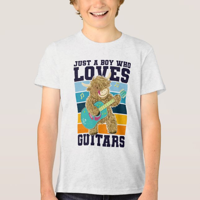 T-shirt En Tri-matière Joueur de guitare drôle Scottish Highland Cow (Recto)