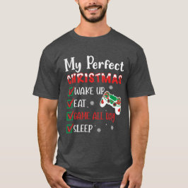 T-shirt En Tri-matière Joueur Noël Drôle Manger Dormir Jeu