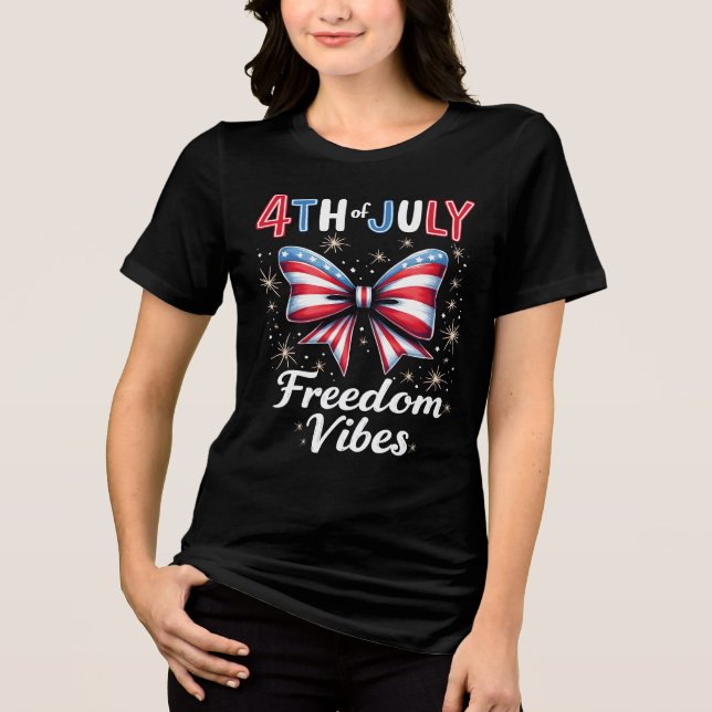 T-shirt En Tri-matière Joyeux 4 juillet Coquette Bow 4 Juillet (Recto)
