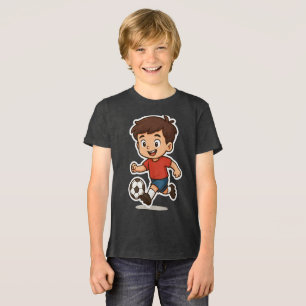 T-shirt En Tri-matière Joyeux Cartoon Boy Jouant Au Football