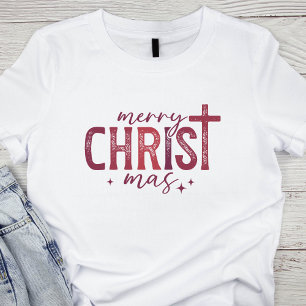 T-shirt En Tri-matière Joyeux Christ mas Christian Religieux Bold Rouge