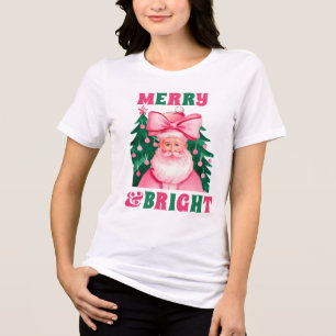 T-shirt En Tri-matière Joyeux et rose vif Noël Père Noël