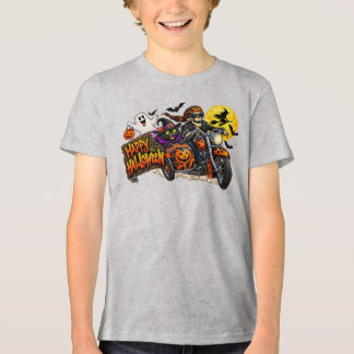 T-shirt En Tri-matière Joyeux Halloween moto squelette motard effrayant