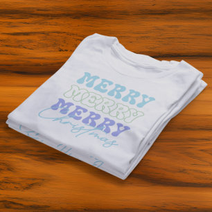 T-shirt En Tri-matière Joyeux Joyeux Joyeux Noël Retro Typographie