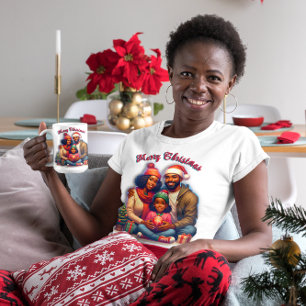 T-shirt En Tri-matière Joyeux Noël à la famille afro-américaine