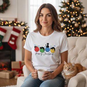 T-shirt En Tri-matière Joyeux Noël Chats de Noël Mignons Ornements