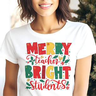 T-shirt En Tri-matière Joyeux Noël Enseignant Lumineux Élèves