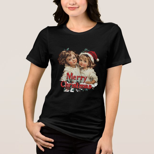 T-shirt En Tri-matière Joyeux Noël - Joyeux Noël avec un enfant mignon (Recto)