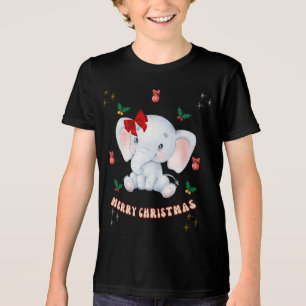 T-shirt En Tri-matière Joyeux Noël personnalisé avec éléphants bébé