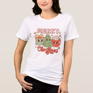 T-shirt En Tri-matière Joyeux Noël Pine Tree, présent et cacao