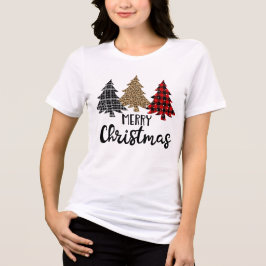T-shirt En Tri-matière Joyeux Noël Plaid Arbres de Noël