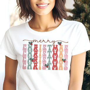 T-shirt En Tri-matière Joyeux Noël Typographie Rétro Fêtes